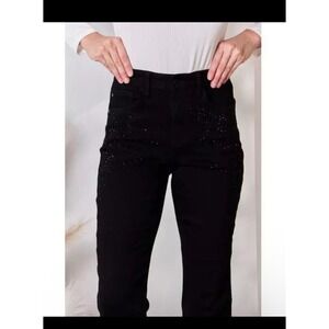 Judy‎ Blue Slim Fit Rhinestone Cowboy Jeans Size 18W Embellished Jewels Distress
